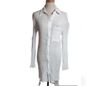 PrettyLittleThing White Sheer Mini Dress Top or Coverup